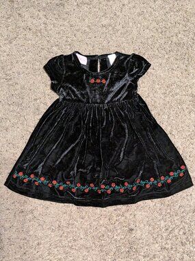 Vintage Heartworks Blueberi Boulevard Black Velvet Dress 18 months